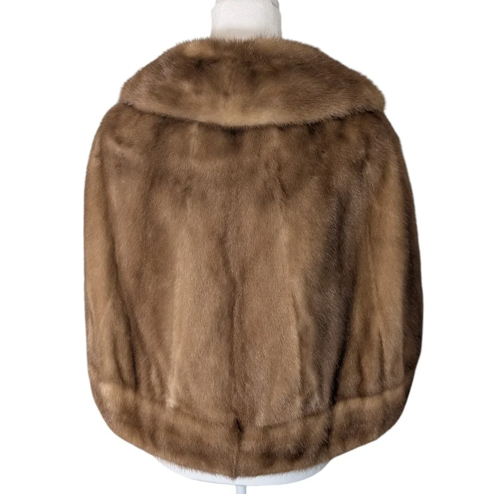Bjorn C. Hagen Vintage Women's Mink Fur Stole Wrap Shawl Honey Brown